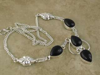 sublime black onyx silver necklace 17 inch