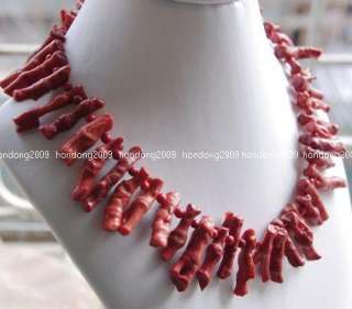 HugeNatural Red Branch Coral strand 18 Necklace  