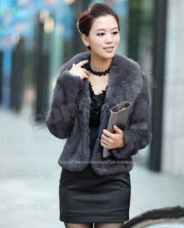 100% Real Genuine Rabbit Fur Big Fox Collar Coat Wearcoat Outwear 