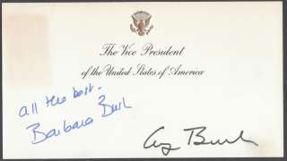 GEORGE AND BARBARA BUSH SIGNATURES ON V.P. CARD BM9708  