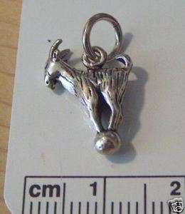 Sterling Silver 3D Billy Goat standing on a hill Charm  
