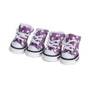   Dots Dotted Pet Dog Boots Shoes Sneakers Size 1   Purple: Pet Supplies