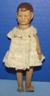   German Bing Cloth Doll. 1920 30s. 6 1/2 Tall. HP Features.  