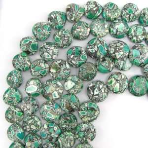  16mm green mosaic flower turquoise coin beads 16
