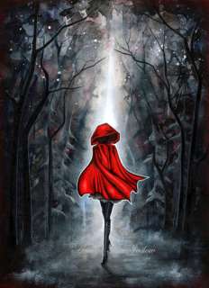 Dark Fairytale Modern Woman Girl Fashion Red Black Art  