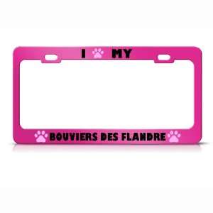 Bouviers Des Flandre Paw Love Pet Dog Metal license plate frame Tag 