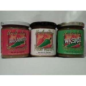 Uncle Jims Pepper Mustard   Sampler 3 Grocery & Gourmet Food