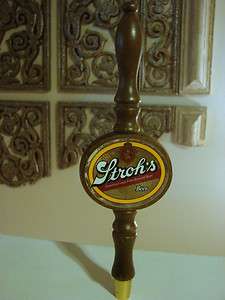 1970/1980s Vintage Strohs Beer Tap Handle Wood and Brass  