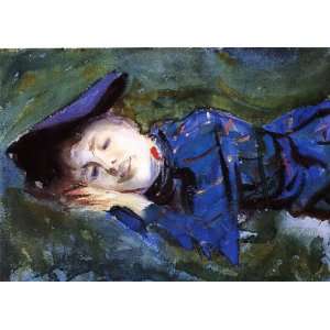 Oil Painting: Violet Resting on the Grass: John Singer Sargent Hand Pa 