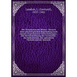   Technik und der Statistik L. (Leonard), 1837 1902 Landois Books