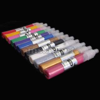 12 Pcs 3D Nail Art Colour Pens Designs Nail Tips J22  