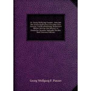   German Edition) (9785877332799): Georg Wolfgang Franz Panzer: Books