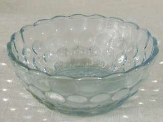 ANCHOR HOCKING BLUE BUBBLE GLASS   BERRY BOWL  
