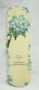   Advertising Trade Card Bookmark Gunthers Confectionery Chicago  