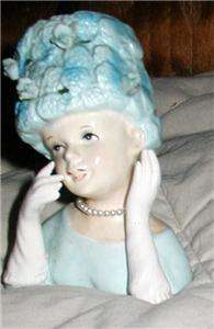 Vintage 5 Relpo Lady Headvase Blue Rose Hat Head Vase  
