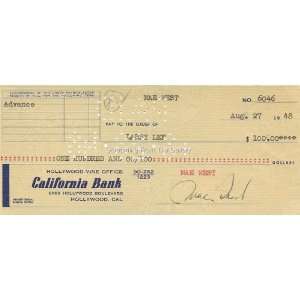  MAE WEST HAND SIGNED CHECK AUTOGRAPHED 1948 Everything 