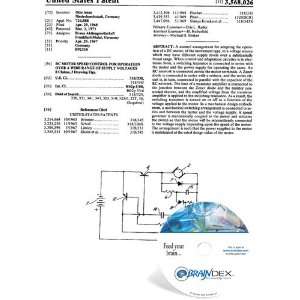 NEW Patent CD for DC MOTOR SPEED CONTROL FOR OPERATION OVER A WIDE 