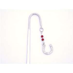 Lucky Horseshoe Charm Decorated Bookmark with Crystals  