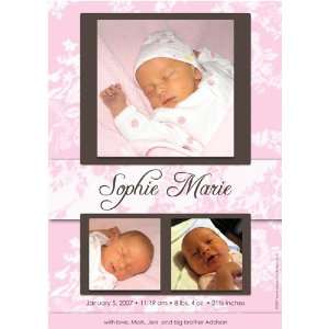   girl baby/birth digital photo announcement   pink brocade design: Baby