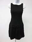 BAILEY 44 Black Sleeveless Boat Neck Bow Detail Pleated Above Knee 