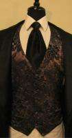 41) Gery Velvet Floral Half Back Vest and Bow Tie made in USA by 
