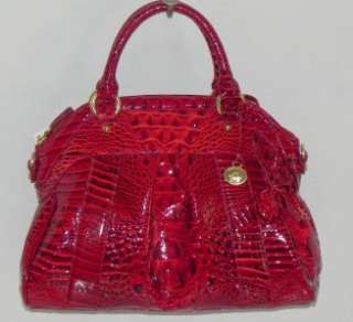 BRAHMIN LOUISE ROSE LACQUER RED GLOSSY LADY MELBOURNE SATCHEL HANDBAG 
