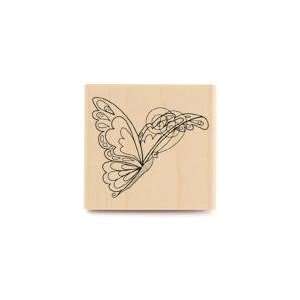  Swirly Butterfly Wood Mounted Rubber Stamp Arts, Crafts 