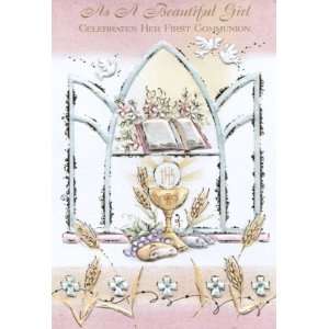  As A Beautiful Girl Celebrates Her First Communion 
