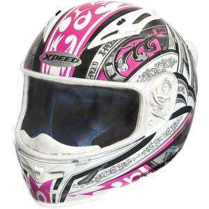   XF705 Street Racing Motorcycle Helmet   White/Pink / Large: Automotive
