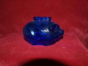 Vintage Blue Glass Piggy Bank  