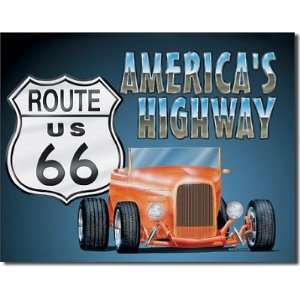   66 Americas Highway Roadster Retro Vintage Tin Sign: Home & Kitchen