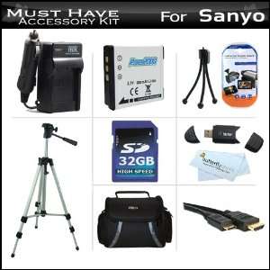  32GB Accessory Kit For Sanyo VPC GH4 VPC GH2 High Definition 