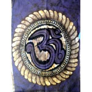  Om / Shiva Symbol Aum Sign / Indian Religious Batik Tapestry Cotton 