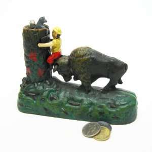  Butting Buffalo Collectors Die Cast Iron Mechanical Coin 