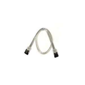  SATA II Cable 18 inch with Metal Latch in CLEAR SILVER 