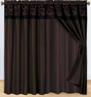   Brown Black Bedding Flock Satin Comforter set Full,Queen,King,Curtains