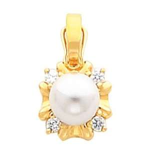  Yellow Gold Akoya Pearl and Diamond Pendant/Pearl Enhancer: Jewelry