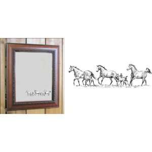  Western Mirror  Etched Wild Horses Rustic Mirrors