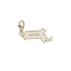   Massachusetts Charm with Lobster Clasp, 10K Yellow Gold Jewelry