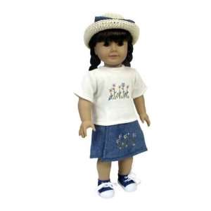  American Girl Doll Clothes 3pc Floral Skort with Hat: Toys 