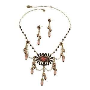 Vintage Style Michal Negrin Jewelry Set: Necklace, Decorated with 