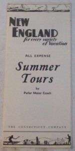 Parlor Coach ca. 1940s New England Bus Tour Brochure  