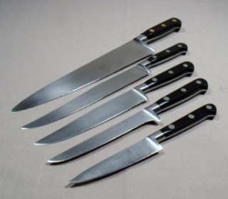 One vintage SABATIER chef knife, four J.A. Henckels International 