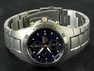 SEIKO MENS TITANIUM CHRONOGRAPH 100M WATCH SND449 SND449P1  