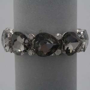   Bracelet Silver Rhinestone Bling Bling, 3/4 H, Stretchable Jewelry