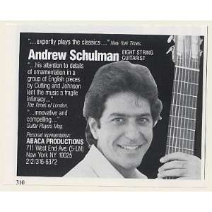   Schulman Booking Print Ad (Music Memorabilia) (50341)