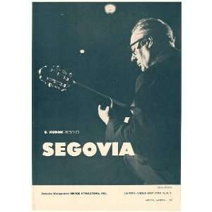  1962 Guitarist Andres Segovia Photo Booking Print Ad 