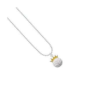 Volleyball   Crown Ball Chain Charm Necklace Arts, Crafts 