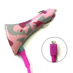  Car Charger, Micro USB, Pink Camouflage Hard Case/Cover/Faceplate 