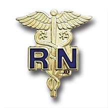 RN Nurse Medical Emblem Pin Collar Caduceus 801 Blue  